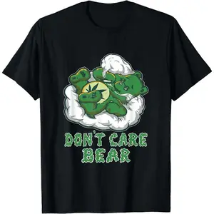 100% Cotton Short Sleeve Funny Bear Smoking Weed Cannabis Marijuana 4:20 Stoner Gift T-Shirt for Men Women