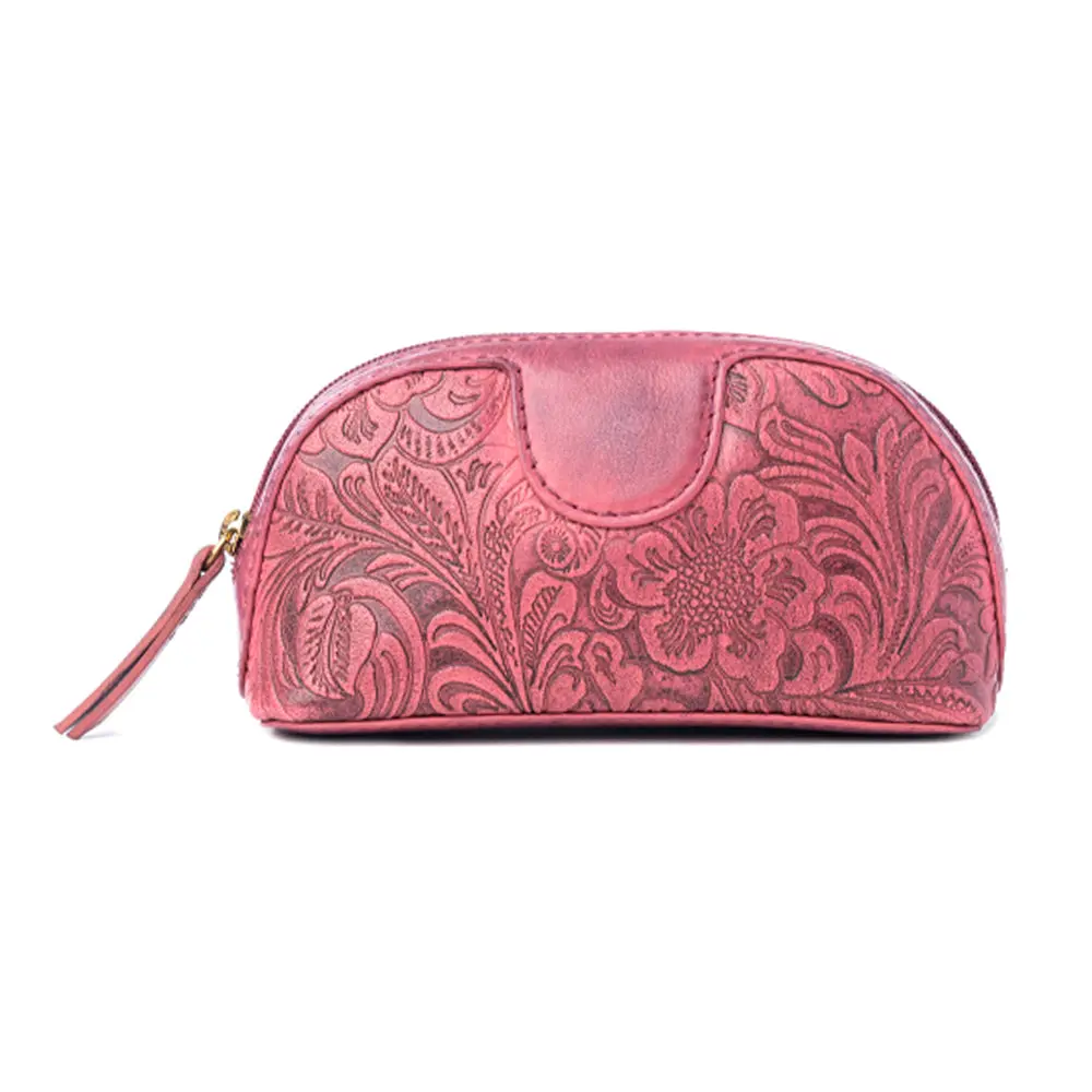 Women's Wristlet Clutch in Elegant Textured Leather, Casual Multi-Pocket Bag with Zipper for Travel, Prairie Pink, Wristlet Wallets, Textured Leather Women's Clutches & Wristlets