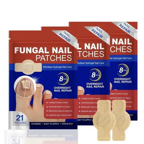 Antifungal Nail Repair Patches (21pcs/Bag, One Size), Sensitive Skin-Safe, Gentle Peel-Off Application, Daily Foot Care, 8-Hour Nighttime Treatment, Fortifies Brittle Nails, Suitable for Toenails/Fingers