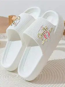 Casual Leopard Print Heart Pattern Open Toe Slides, Lightweight Comfortable Summer Slippers for Women, Stylish and Trendy Footwear