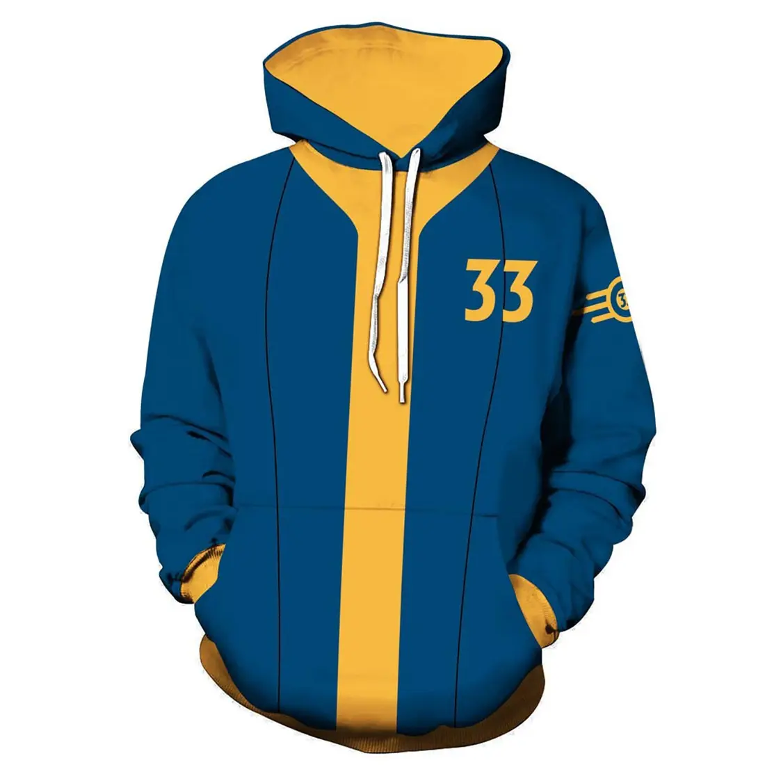 ECOSLAND Women's Vault Dweller Standard Hoodie - Unisex Vintage Game Sweatshirt, Tshirt-Style Pullover, Fallout 33 Halloween Costume Top, Tshirt Sweatshirt Hoodie