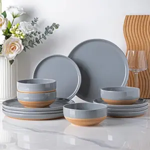 Ceramic Dinnerware Sets for 4 2 Pieces Handpainted Plates and Bowls Set wi tic Terrot Underside Scratch Resnt Stware Dishes Set