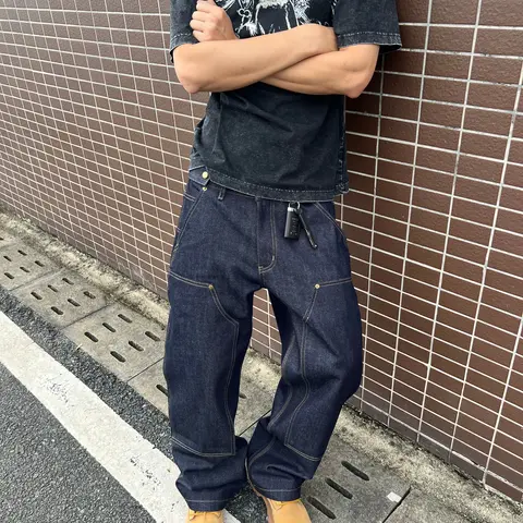 Frofooo 16.2oz  raw denim, lumberjack-style double-layered front panels, classic straight-leg jeans (heavyweight denim; fading is normal)