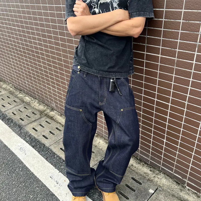 Frofooo 16.2oz raw denim, lumberjack-style double-layered front panels, classic straight-leg jeans (heavyweight denim; fading is normal)