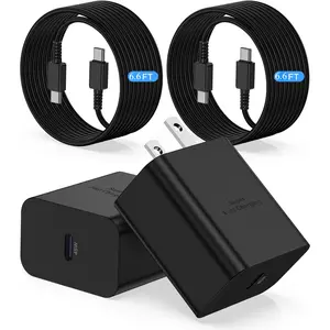 SANPRIO 2Pack 45W Super Fast USB C Charger & 6.6ft Android Phone Charger Cable Cord Long Type C Wall Charging Block Plug for Samsung Galaxy S25/S24/S23 Ultra/S23/S23+/S22/S22 Plus/S21/Note 20/Note10+ - Cellphone