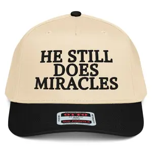 RIVEMUG NX1 He Still Does Miracles Embroidered 2 Tone Hat Mid Crown Curved Bill Snapback Jesus Christian Cap for Men and Women