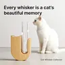 Walnut Wooden Curved Cat Whisker Storage Box - Pet Memorial Gift for Family and Friends, Single Unit Magnetic Hold Refrigerator Stick Display, Safe Handling Vent-ready Clip, Window-mountable Option, Transparent Wood View Keepsake
