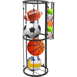 Ball Storage Rack for Garage, Garage Ball Storage Organizer, Wall Mount Basketball Holder for Soccer Volleyball Football Vertical Space Saving  Equipment Storage (black, Large size)