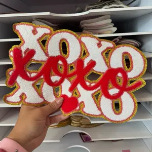 xoxo red & white iron on patch