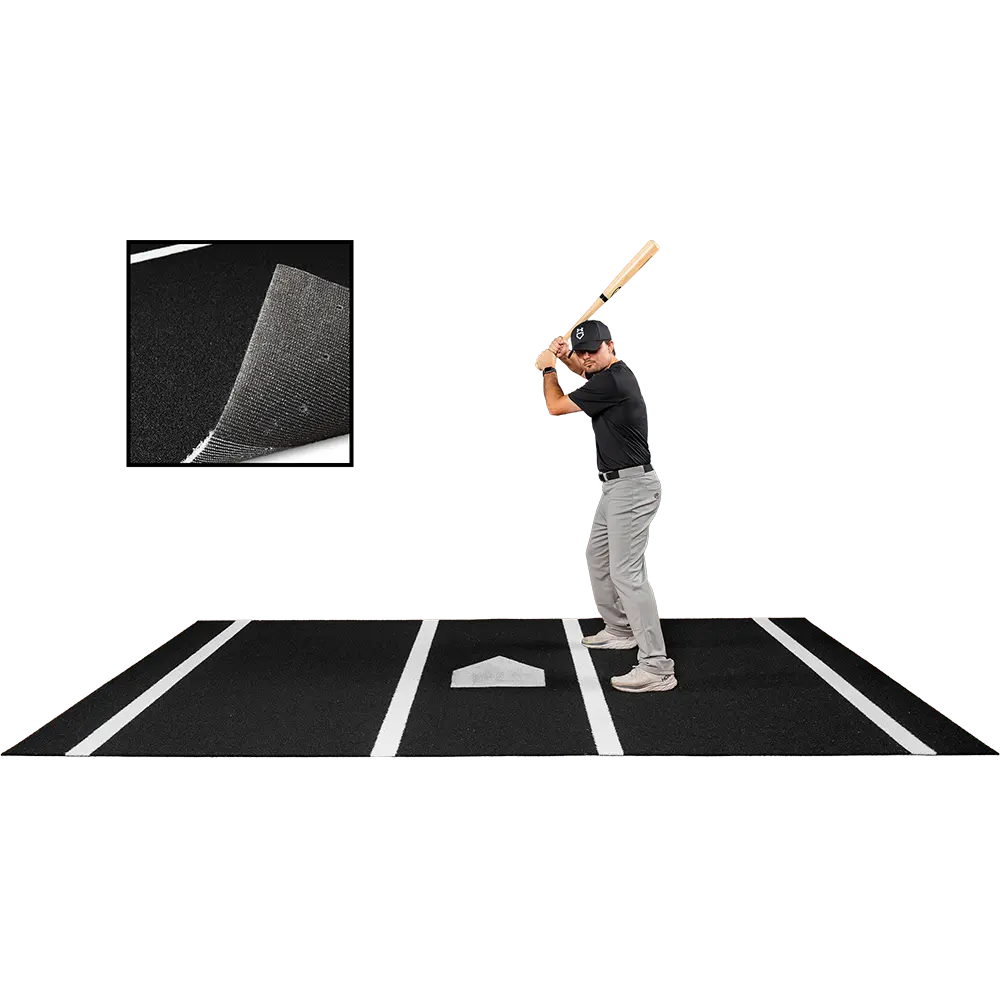 6 × 12 Proball Baseball Hitting Mat - Black Nylon, Painted Plate, Urethane-Coated Backing