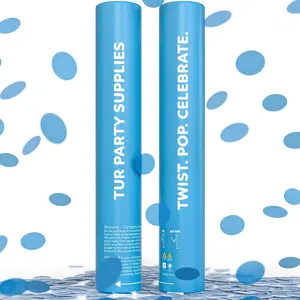 Blue Confetti Cannon Confetti Poppers | Biodegradable 2 Pack Confetti  , Party Cannons for Celebrations, Graduation, Birthday, Wedding, New Year Eve