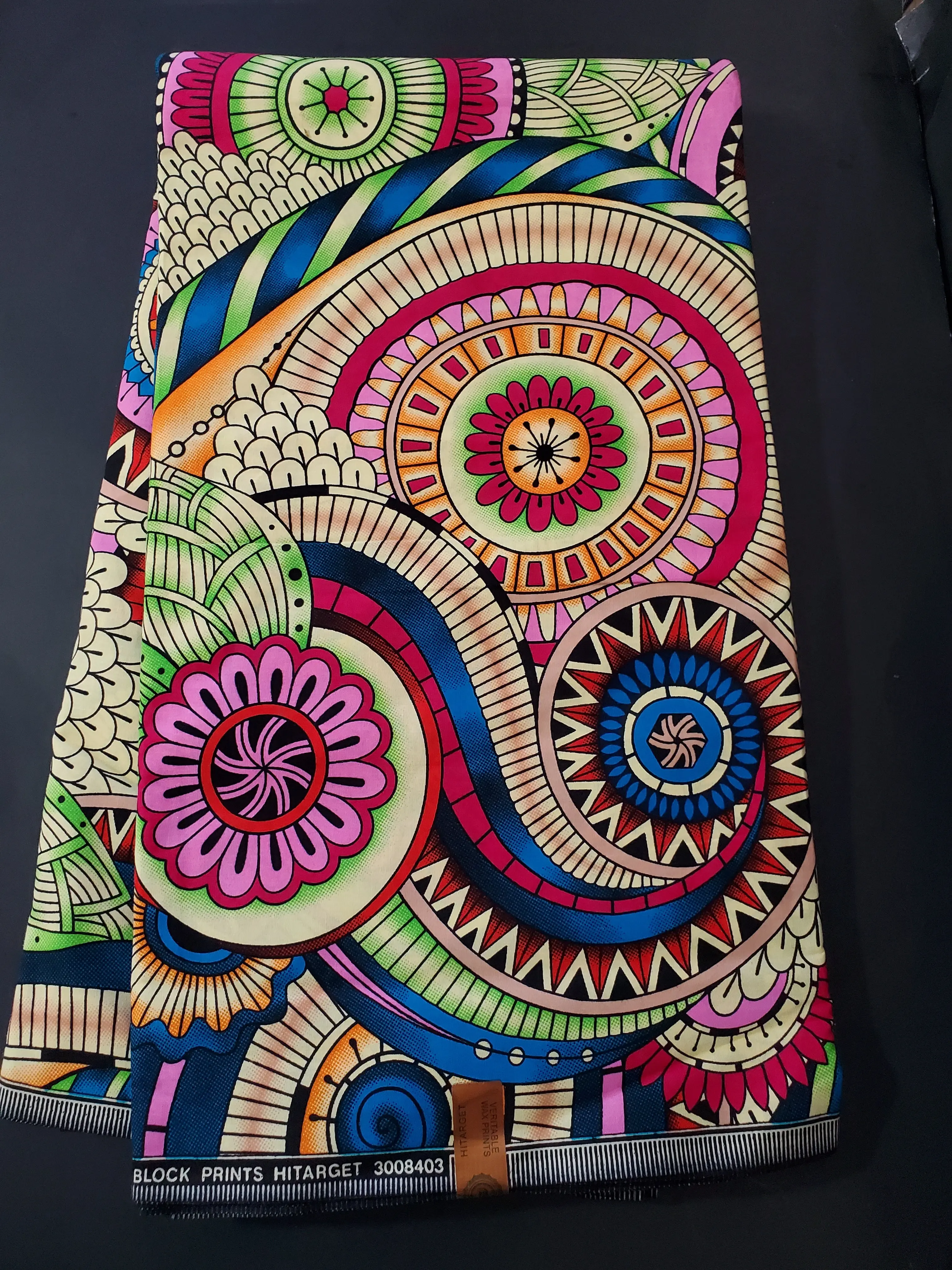 African Ankara Fabric, Colorblock Ethnic Pattern, Multicolor Textile for Sewing & Soft Furnishings