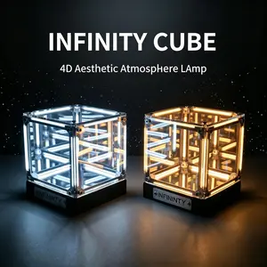 Luxury Infinity Mirror Cube Desk Lamp, 4D Illusion LED Night Light with Infinite Depth, Modern Desk Decor & Coffee Table, Office, Home Bedroom summervibes