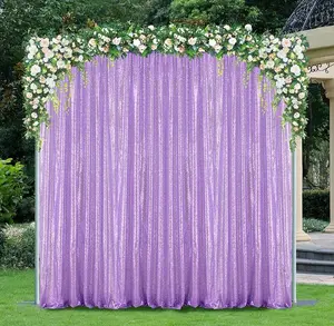 12 ft x 52" Sequin Glitz Net Event Backdrop Curtain Drape Panel - Lavender (1pc)