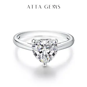 Love Heart Synthetic Moissanite 2CT Ring D Color VVS1  for Women Engagement Wedding Anniversary Gift Fine Jewelry R010