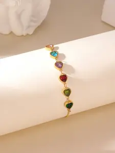 Elegant Zircon Heart Bangle Bracelet, Adjustable Design, Stainless Steel Material, Retro Style for Women, All Seasons Wear