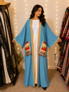 Women's Summer Bisht Abaya, Solid Color Open Front Style, Long Casual Modest Wear, Free Size Fit, Modest Abayas