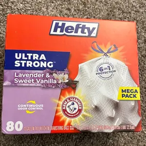 13 Gallon, 80 Count, Ultra Strong Tall Kitchen Trash Bags, Lavender & Sweet Vanilla Scent
