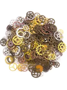 50g Pack Random Mix Color Metal Mechanical Steampunk Cogs Gears Charms Pendant, DIY Jewelry Making Accessories, Unique Craft Supplies