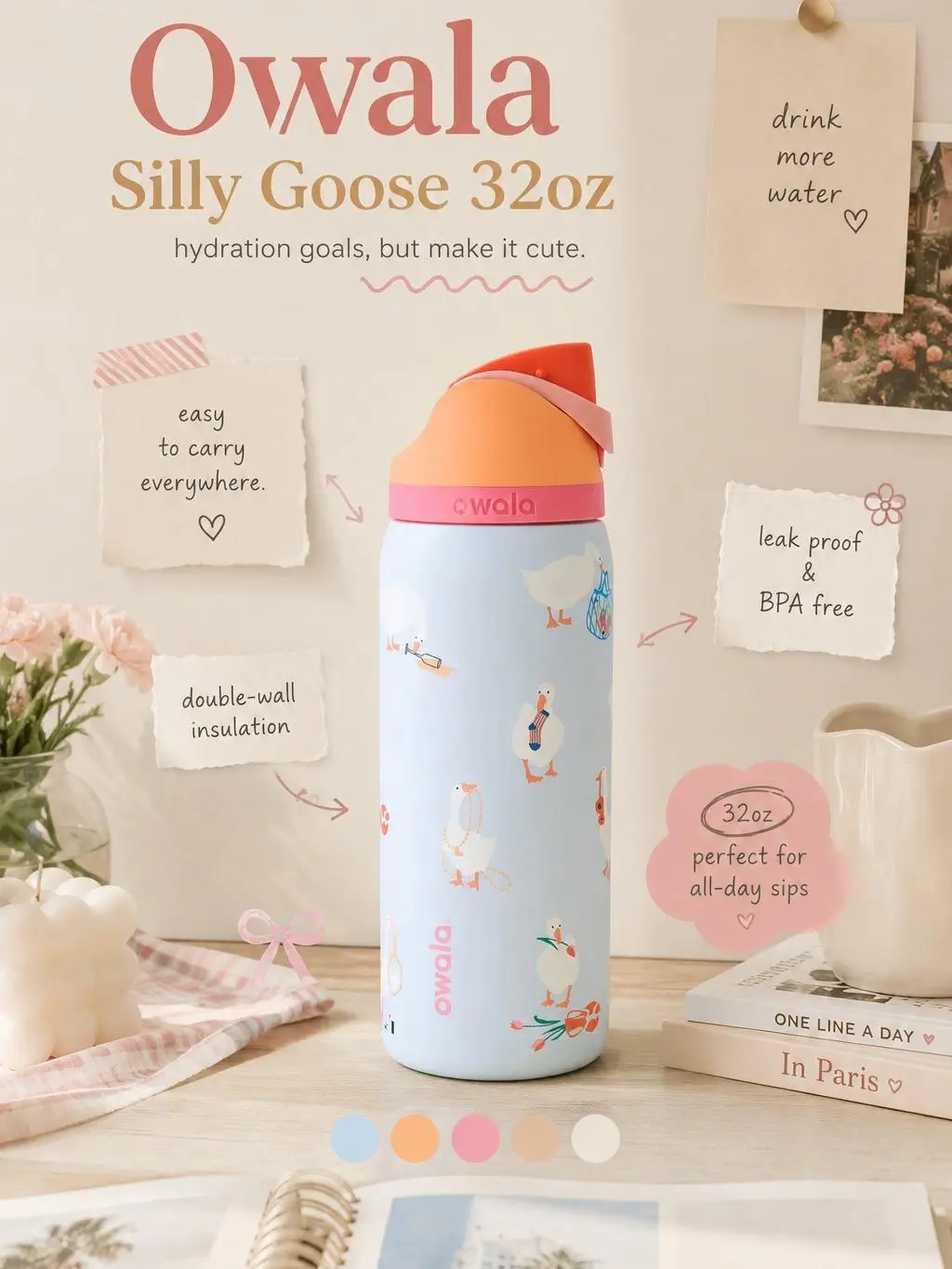Owala UO Exclusive Silly Goose 32 oz Water Bottle
