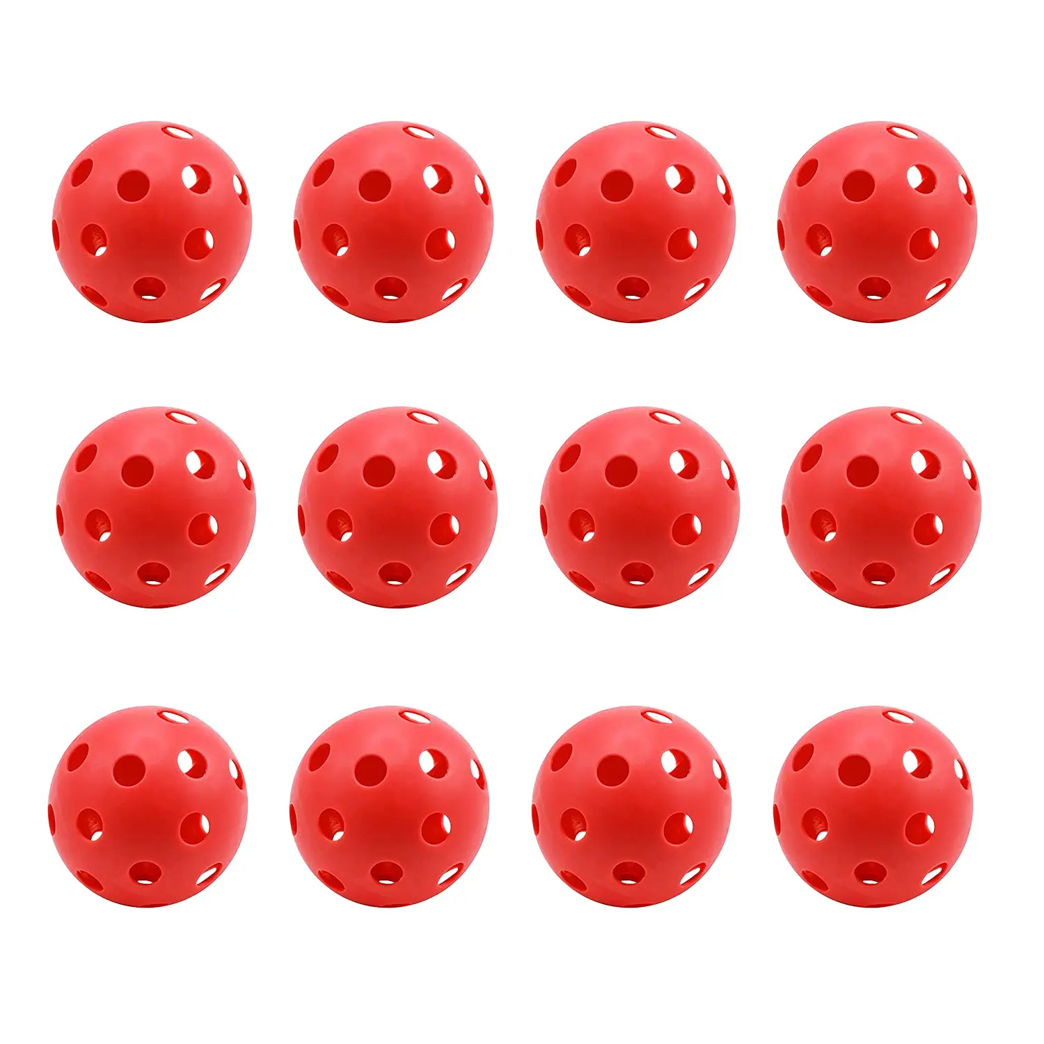 GSE Games&Sport Expert 12-Pack Airflow Hollow Plastic Practice Golf Balls (Red/Blue/White/Yellow/Multi)