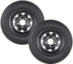 2 PACK 4.80-12 4.80x12 480-12 4.8-12 Trailer Tires with 12 in Rims, Complete Tire and Rim Set, Load Range C, 6PR, Black (5 Lug on 4.5", 4.80-12)