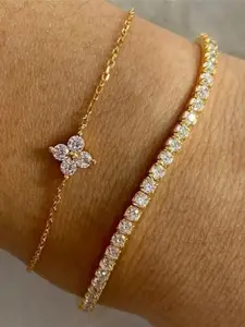 Flower Design Bracelet, Cubic Zirconia Bracelet, Stackable Bracelets, Fashion Jewelry Accessories for Women, Trendy All-match & Exquisite Jewelry for Birthday Gift, Rhinestone Bangle Bracelet, Elegant Jewelry Trendy Bangles, Beautiful Bracelets