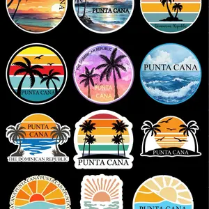 Punta Cana Stickers - The Dominican Republic Beach & Sunset Designs - Perfect for Laptops, Luggage, and More - Vibrant Colors & Palm Tree Motifs