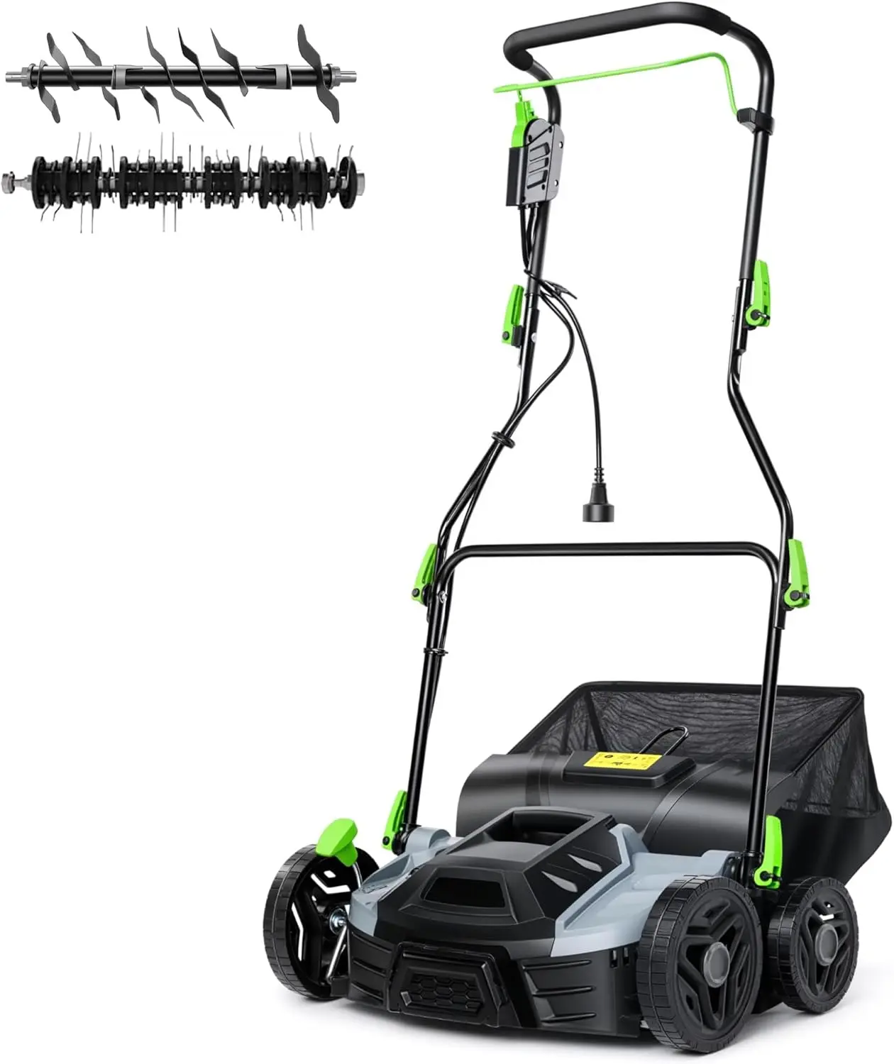 14-Inch Electric Lawn Dethatcher Scarifier 15.5 Amp with 14.5 Gal Collection Bag for Yard Care and Lawn Aeration