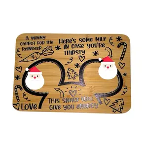 Santa Tray Board, Personalized Santa Christmas Tray Plates Family Serving Plates Bamboo Wood Wooden