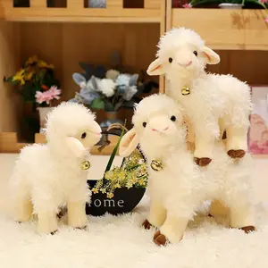 25/35cm Simulation Kawaii Animal Bell Sheep Plush Toys Lifelike Lamb Dolls Cute Alpaca Model Children Girls Birthday Gifts