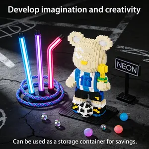 Football Champion Bear 3D Puzzle Building Blocks Decoration, Bookshelf Home Office Cabinet Decor, Party Living Room TV Stand Display