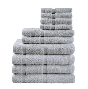Mainstays 10 Piece Towel Set with Upgraded Softness & Durability, Grey Hand Bath
