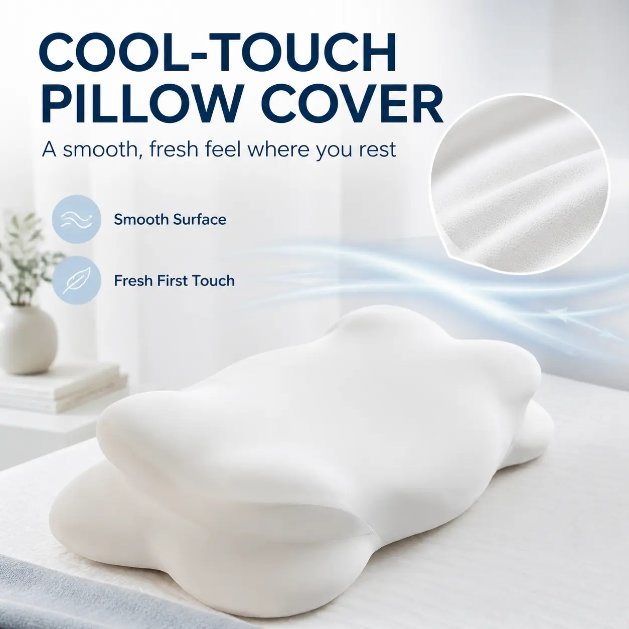 Cooling Slow-Rebound Memory Foam Pillow, [27.56*14.96*4.72inch], Cool-Touch Fabric with Pressure-Adapting Support, for Adults Seeking Cool-Touch Comfort, Bedroom, Dorm and Guest Room Use