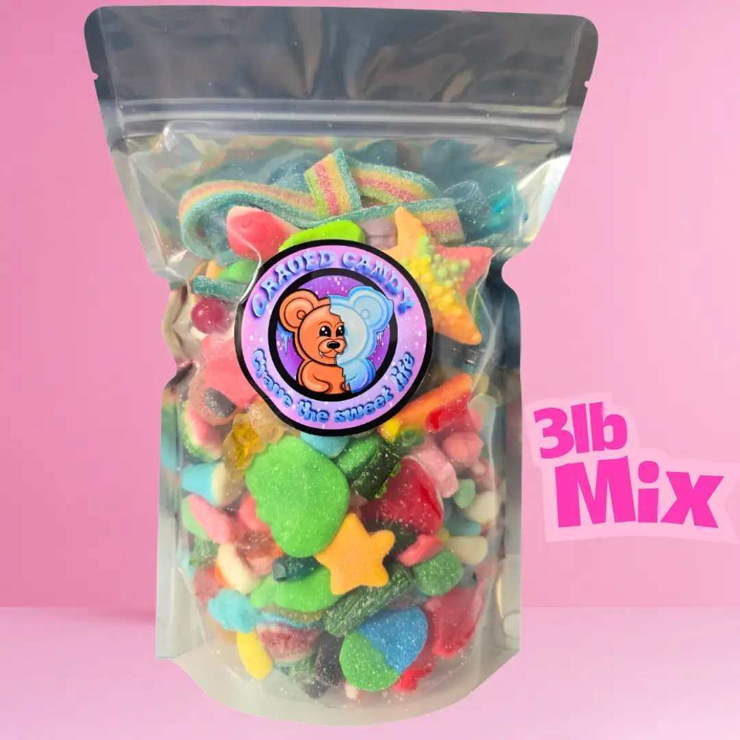 3lb Ultimate Crave Mix | Sweet & Sour Assorted Gummy Candies | Filled Gummies, Sour Bottles, Blue Raspberry, Strawberry, Cotton Candy, Fruity