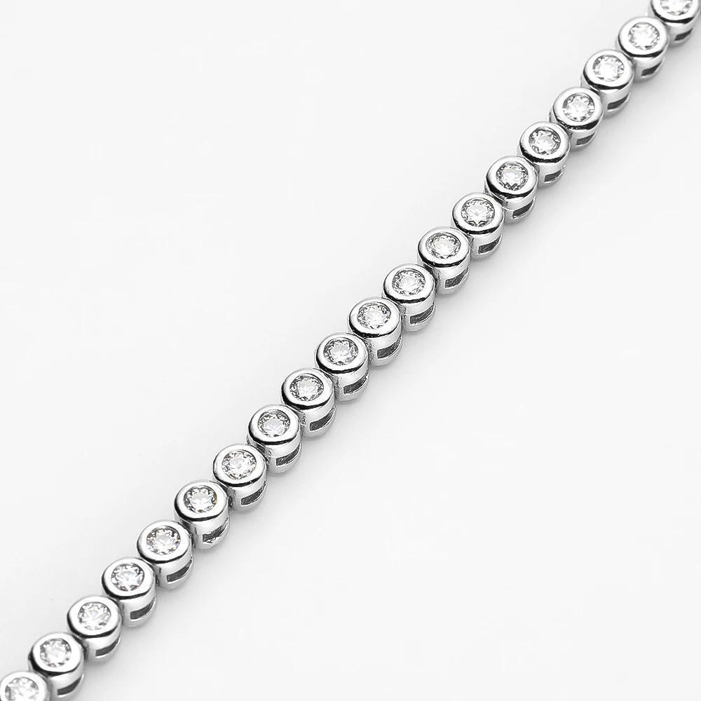 2/3mm  Certified Moissanite Tennis Bracelet for Women 925 Sterling Silver Round Bubble Bezel Setting Diamond Bracelets Bangle