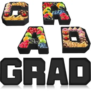 Grad Charcuterie Number Box Grad Letter Trays Food Fillable Tray Box for Graduation Decorations Supplies