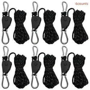 Set of 6/4 Tent Rope Set, Wind Rope, Climbing Buckle, Pulley Winch Hook, Awning Hooks, Outdoor Leisure Equipment, Camping Tools, Portable Outdoor Equipment