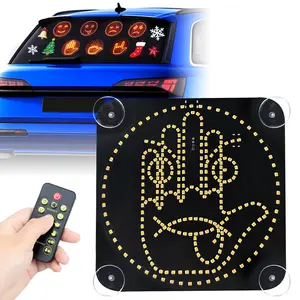 Hand Gesture Light for Car Window, 12 Display Modes with 4 Emoji + 4 Gestures + 4 Combo Signs, Remote Control, Rechargeable, Suction Cup Mount
