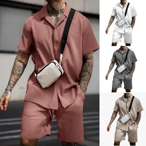 2025 Men's Casual and Comfortable Button Polo Short Sleeve Shorts Suit Tactical Long Shirt Cargo Set Slim Fit Tuxedo Three-Piece Business Luminous Fashion Two-Piece Classic Elegant Groom's reggie prom Single Fork cocktailkleid attire men ddg