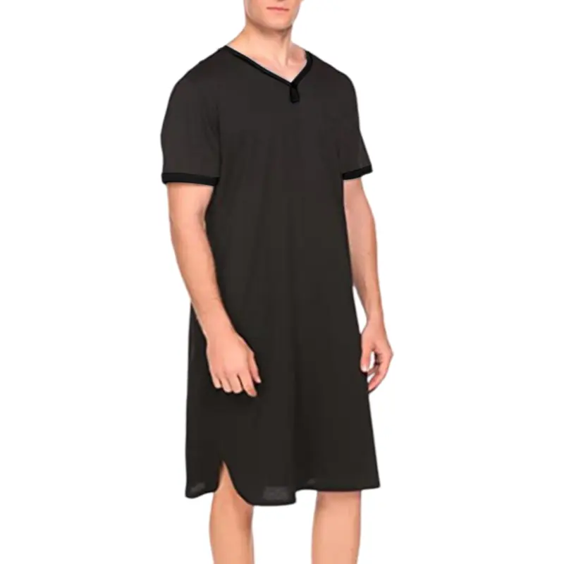 Men's Baggy Pajama Set, Casual Loungewear with Plain Tee & Shorts, Soft Breathable Comfort for Summer, Father's Day Gift, Fabric, Cotton, H Type, Nightwear, Sleeves, Menswear, Oversized, Loose, Guys, Split, Comfy Sets
