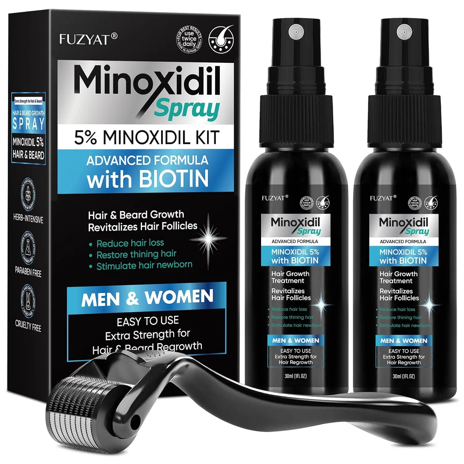 5% Minoxidil for Men Hair Loss Treatment, Minoxidil for Women Hair Growth Spray, For Men & Women, Supports Thinning Hair, With Biotin, Easy Daily Application (60ml)