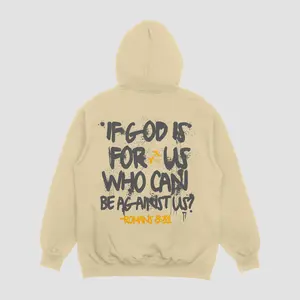 If GOD Is For Us Hoodie - Inspirational Design with Romans 8:31 Quote in Cream Color