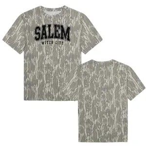 Unisex Salem Mossy Oak Bottomland Camo Printed Shirt, Camo Pattern Men's T-shirt, Size S-5XL, Camo 3D T Shirt