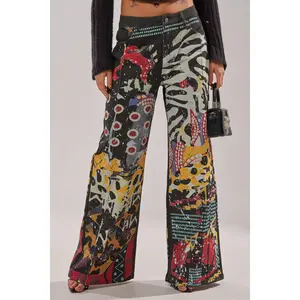 SOMETHING DIFFERENT PRINTED BLACK WASH JEANS