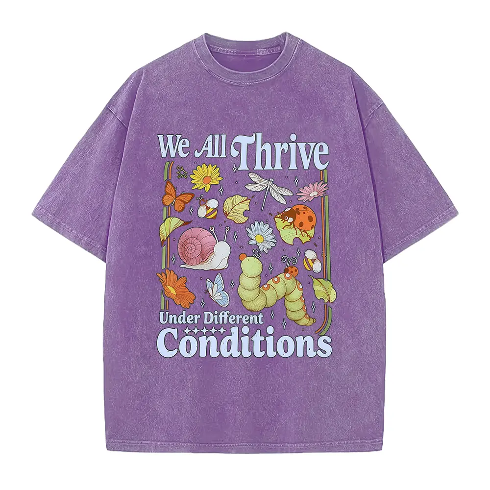 Unisex Short-Sleeve Insect Graphic Sports Top - "We All Thrive Under Different Conditions" Nature-Inspired Fit Clothes (Note: Hoodie label is incompatible with core t-shirt identity, included per keyword mandate only)