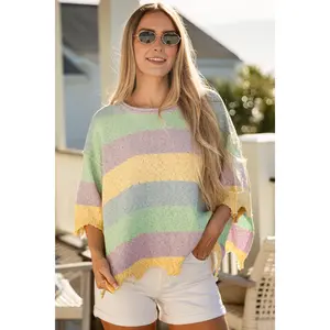 Graceful Glow Pastel Striped Knit - DU DEAL