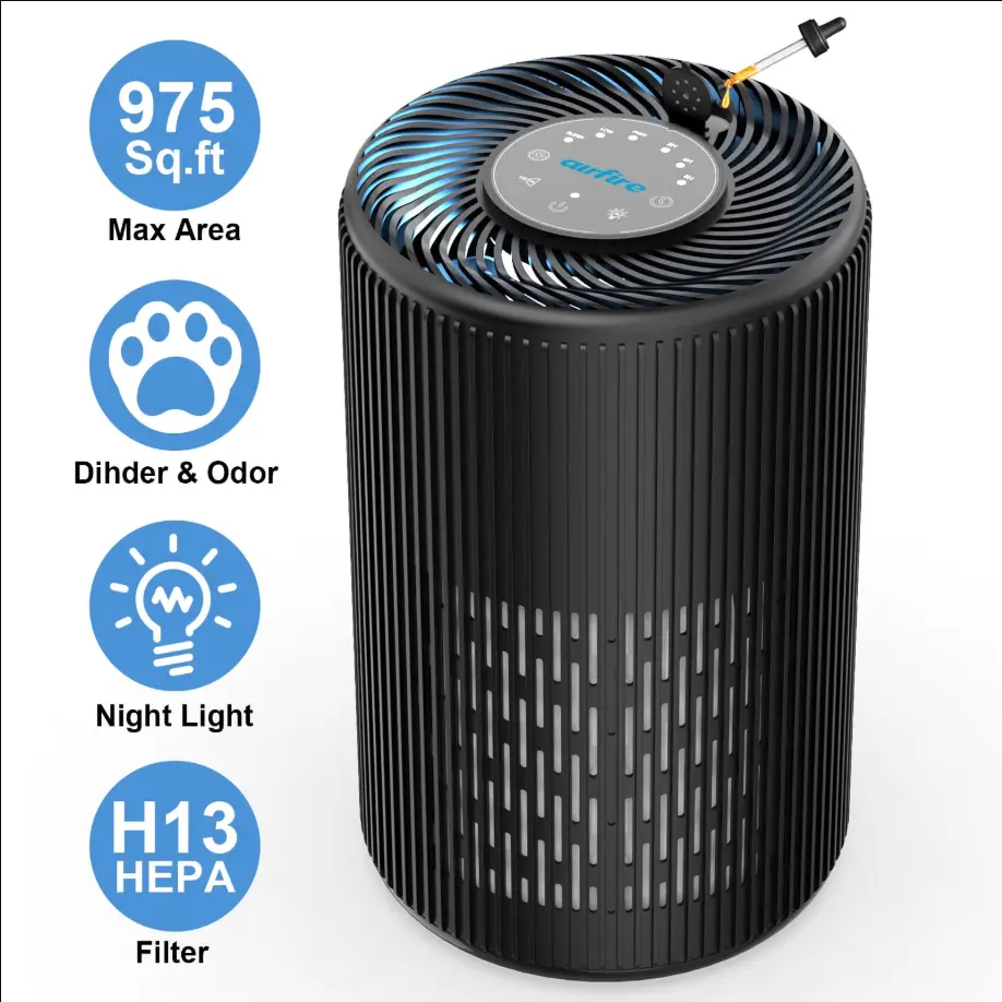 AIRFIRE HEPA Air Purifier for Home up to 1950 Sq.ft / 2 Hours, Air Purifiers for Allergies and Asthma, Bedroom, Pet Dander&Odor, Dust, Pollen, Wildfire/Smoke, Model AP201, Black, 2026 New