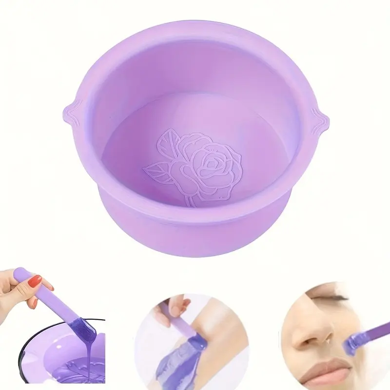 Silicone Bowl Set, 1 Count Wax Melting Pot with Silicone Stick, Hair Removal Wax Bowl, Non-stick Scraper, DIY Mask Scraper, Skincare Self Care Tools