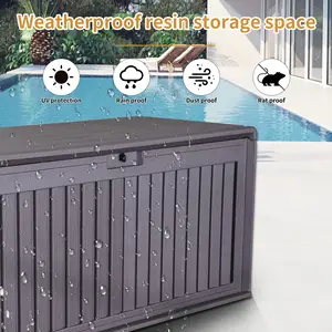 Gallon Resin Outdoor Deck Box,Waterproof Patio Storage With Lockable Lid & Seating (Brown)